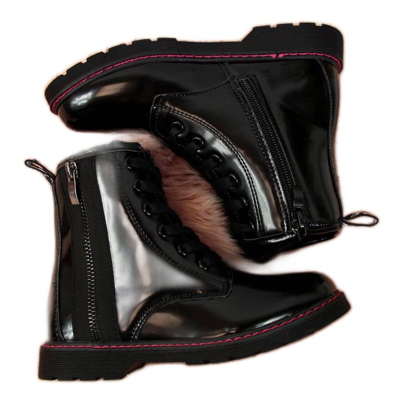 Boots laquées isolées Jr EVE327A noir blanche le noir