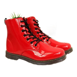 Bottes laquées isolées Miss E Jr EVE251C rouge blanche