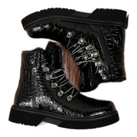 Bottes en cuir verni Jr EVE320A noir le noir