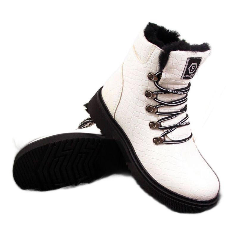 Bottines en cuir verni Jr EVE320B blanc blanche