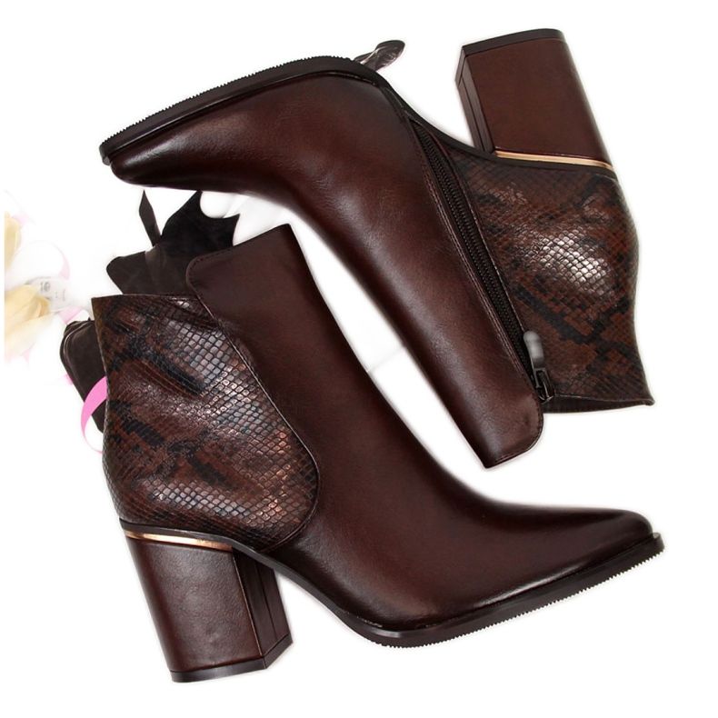 Boots isolées peau de serpent Potocki W WOL31B marron brun Boots isolées peau de serpent Potocki W WOL31B marron brun