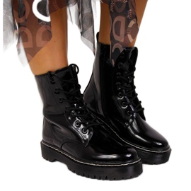 Bottines chaudes laquées Vinceza W JAN55A noir