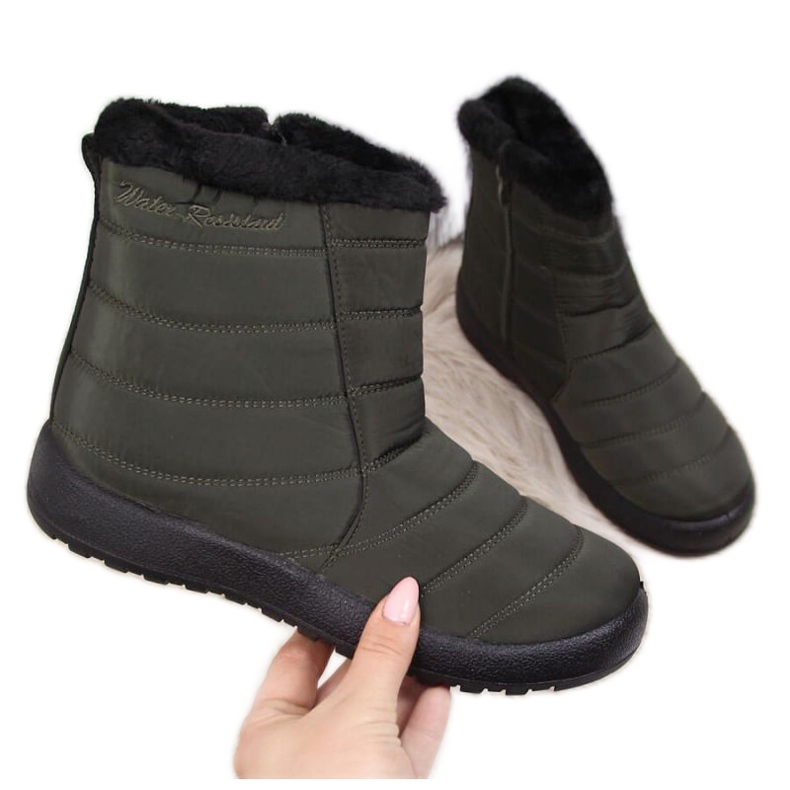 Bottes de neige imperméables avec fermeture éclair News W EVE181D kaki le noir Bottes de neige imperméables avec fermeture éclair News W EVE181D kaki le noir