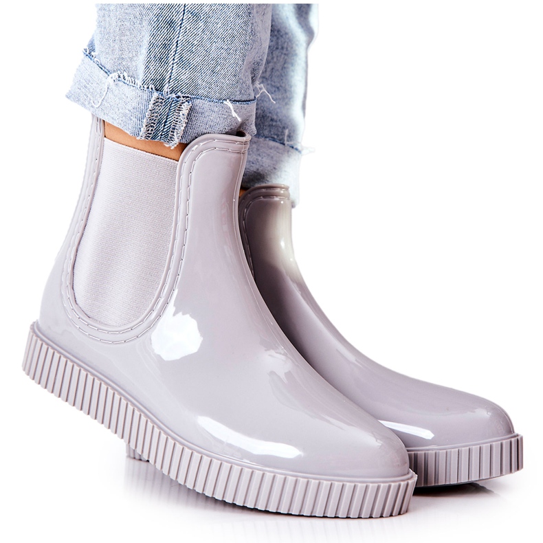 PS1 Bottes de pluie brillantes sur la plate-forme de cascade grise PS1 Bottes de pluie brillantes sur la plate-forme de cascade grise
