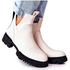 POTOCKI Bottes Corano blanches avec une coupe zippée