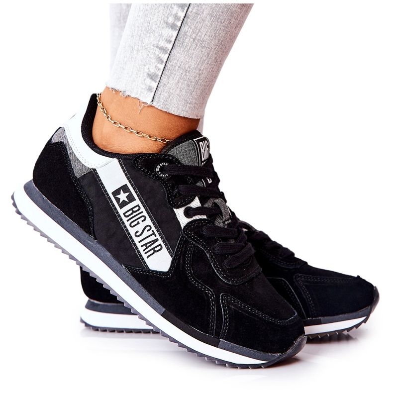 Chaussures de sport en cuir Big Star II274271 Noir blanche le noir