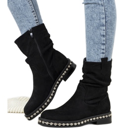 Bottines noires ornées d'oxydes de zirconium Voleta