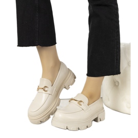 Mocassins beiges à semelles hautes Anouk doré