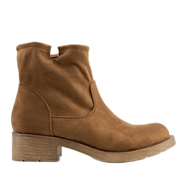 Bottines à talon plat camel Orva brun