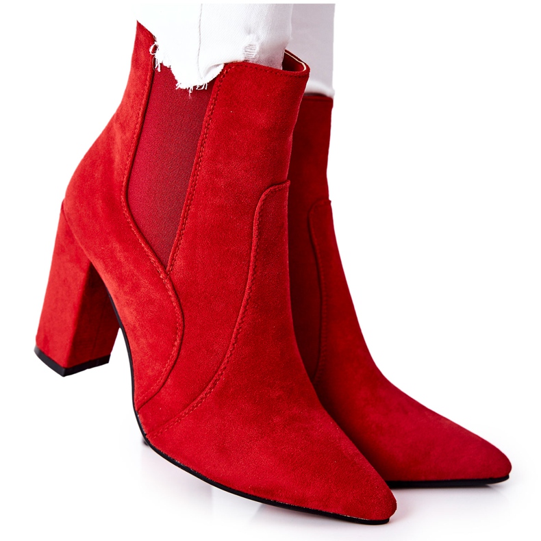 PG1 Bottes En Daim Pour Femmes Sur Un Talon Rouge Kastren