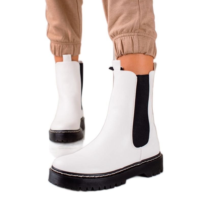 S. BARSKI Bottines Chelsea hautes sur la plateforme S.BARSKI blanche