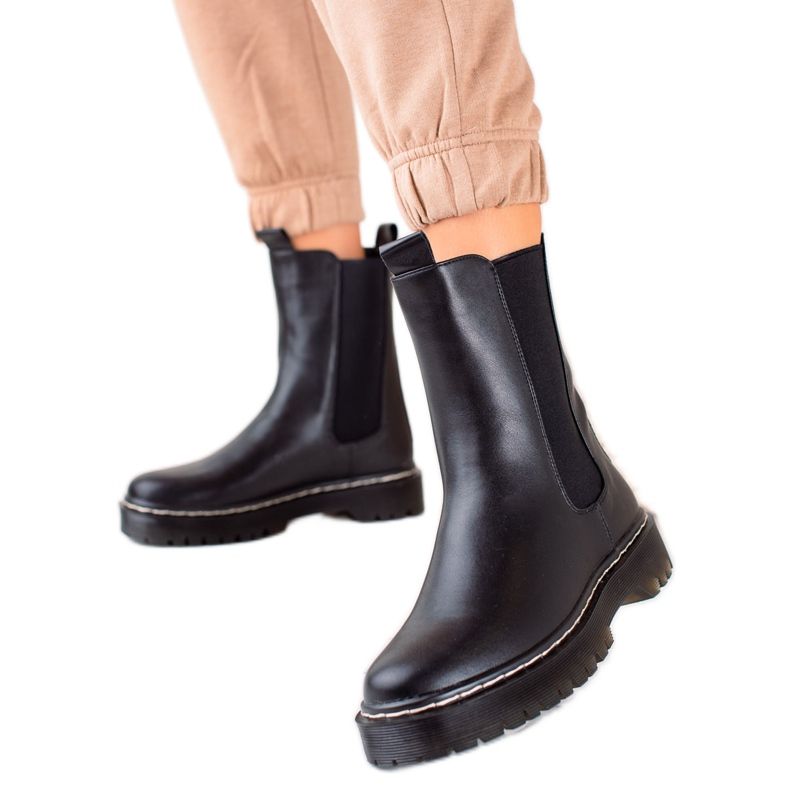 S. BARSKI Bottines Chelsea hautes sur la plateforme S.BARSKI le noir S. BARSKI Bottines Chelsea hautes sur la plateforme S.BARSKI le noir