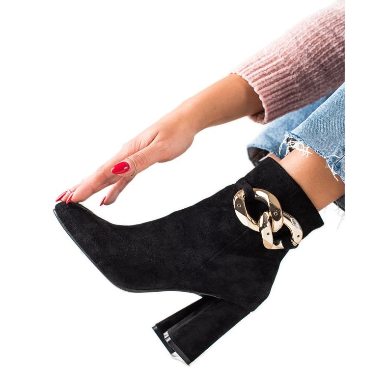 TRENDI Bottes élégantes avec ornement doré le noir