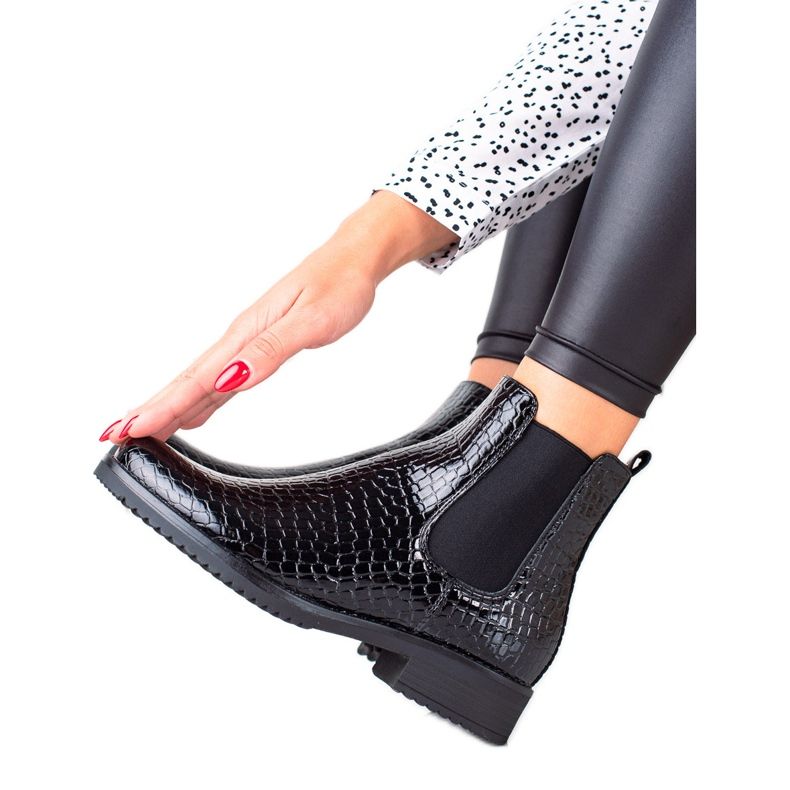 Bottes à la mode sur la fermeture éclair VINCEZA le noir