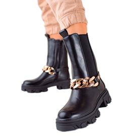 Sweet Shoes Bottes hautes noires avec chaîne
