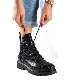 Filippo Bottines à lacets à motif noir