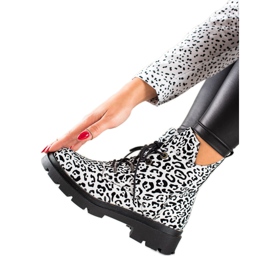 Filippo Bottines à lacets à motif blanc noir