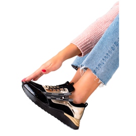 W. Potocki Baskets noires et dorées en cuir Potocki