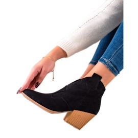 Lucky Shoes Bottes de cow-boy en daim noires