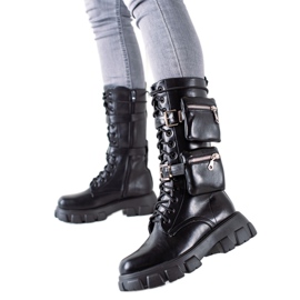 TRENDI Travailleurs de la mode avec des poches le noir TRENDI Travailleurs de la mode avec des poches le noir