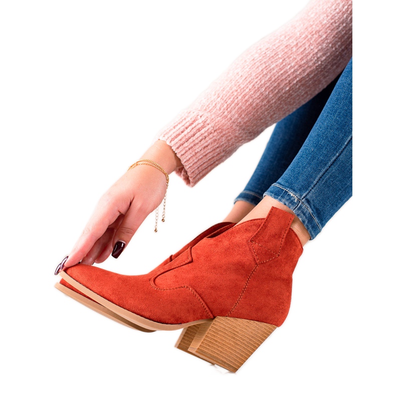 Lucky Shoes Bottes de cow-boy en daim rouges