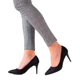 TRENDI Talons hauts noirs pailletés