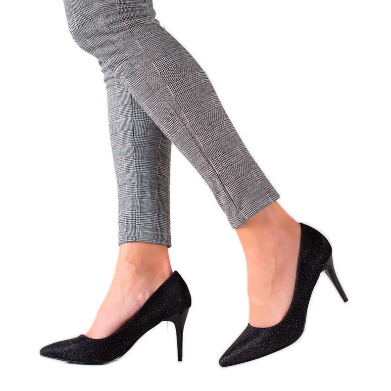 TRENDI Talons hauts noirs pailletés le noir TRENDI Talons hauts noirs pailletés le noir