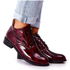 PA2 Chaussures Hautes en Cuir, Bordeaux-Noir Maniz