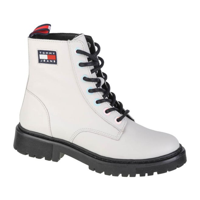 Tommy Hilfiger Jeans Bottes plates à œillets irisés W EN0EN01537-YBL blanche