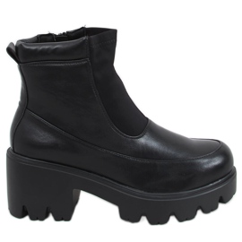 Bottines noires sur semelles épaisses CH19208 Noir