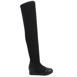 Cuissardes noires à talons compensés HQ888 Noir