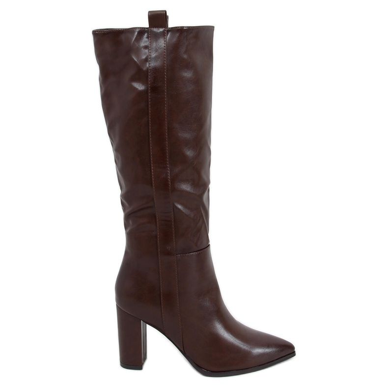 Boots marron sur talon stable RB49P Marron brun