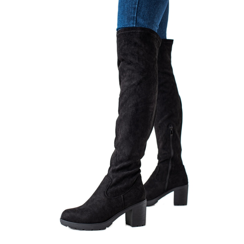 TRENDI Bottes noires confortables sur un poteau le noir TRENDI Bottes noires confortables sur un poteau le noir