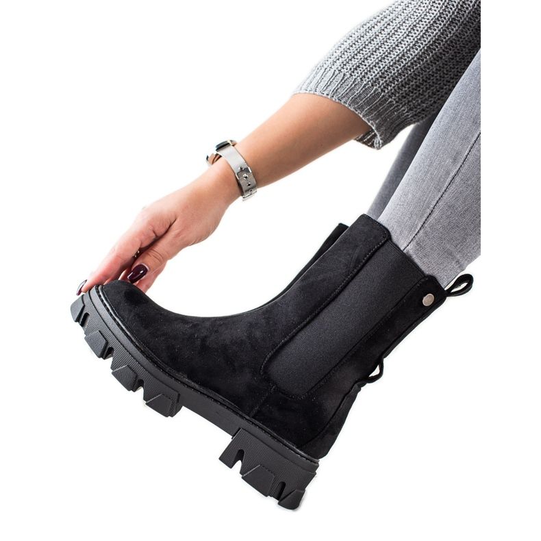 Sweet Shoes Bottes noires à la mode sur la plate-forme le noir