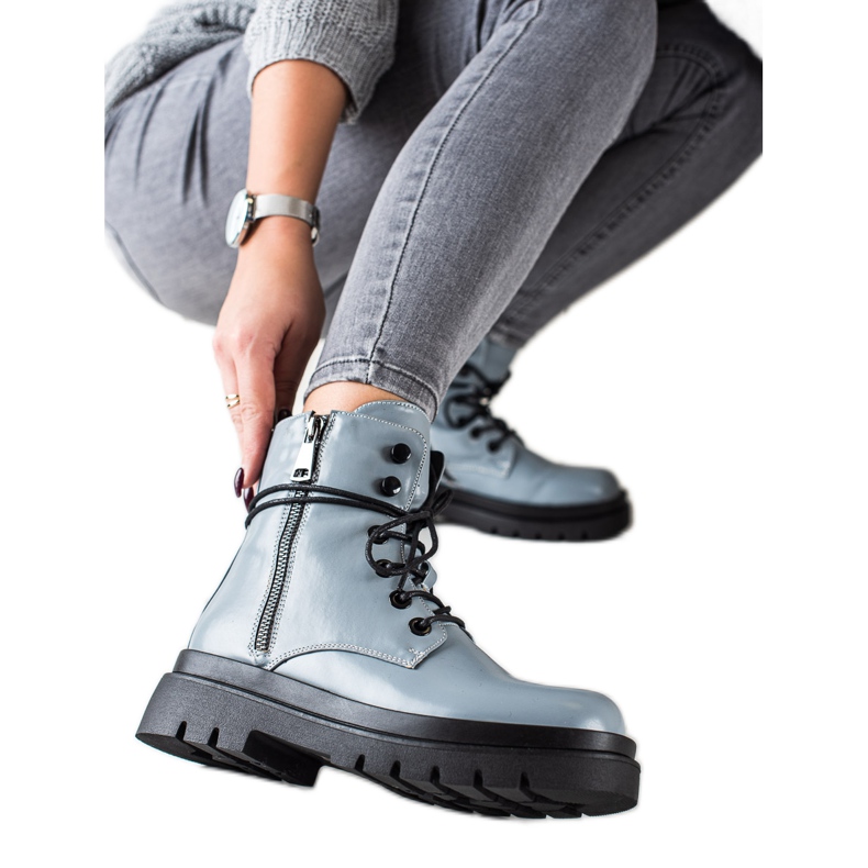 Sixth Sense Bottines à lacets avec fermeture éclair décorative bleu Sixth Sense Bottines à lacets avec fermeture éclair décorative bleu