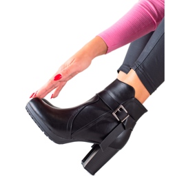 TRENDI Bottes à talons hauts avec boucle noir