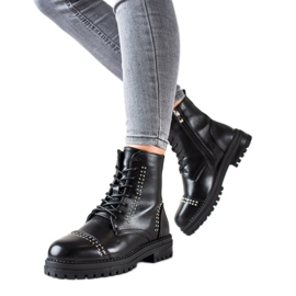 Super Me Bottes classiques Trappeurs en cuir écologique noir