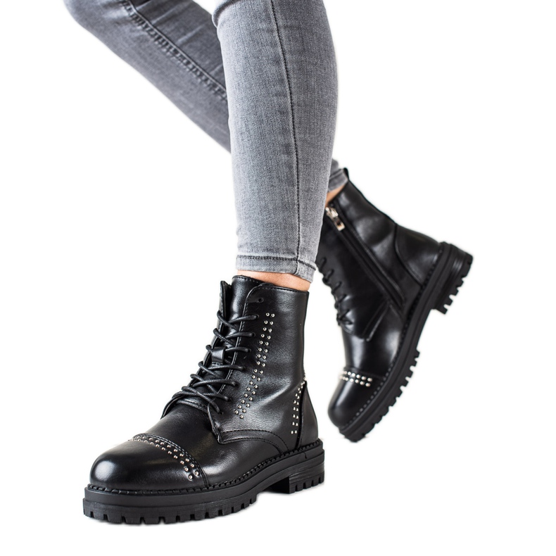 Super Me Bottes classiques Trappeurs en cuir écologique le noir Super Me Bottes classiques Trappeurs en cuir écologique le noir