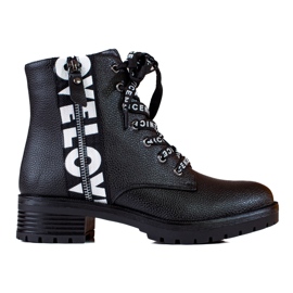 W. Potocki Bottines à lacets en cuir écologique Potocki le noir