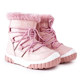 PE1 Bottes de neige chaudes avec fourrure étoiles roses