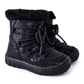 PE1 Bottes de neige chaudes noires avec fourrure le noir