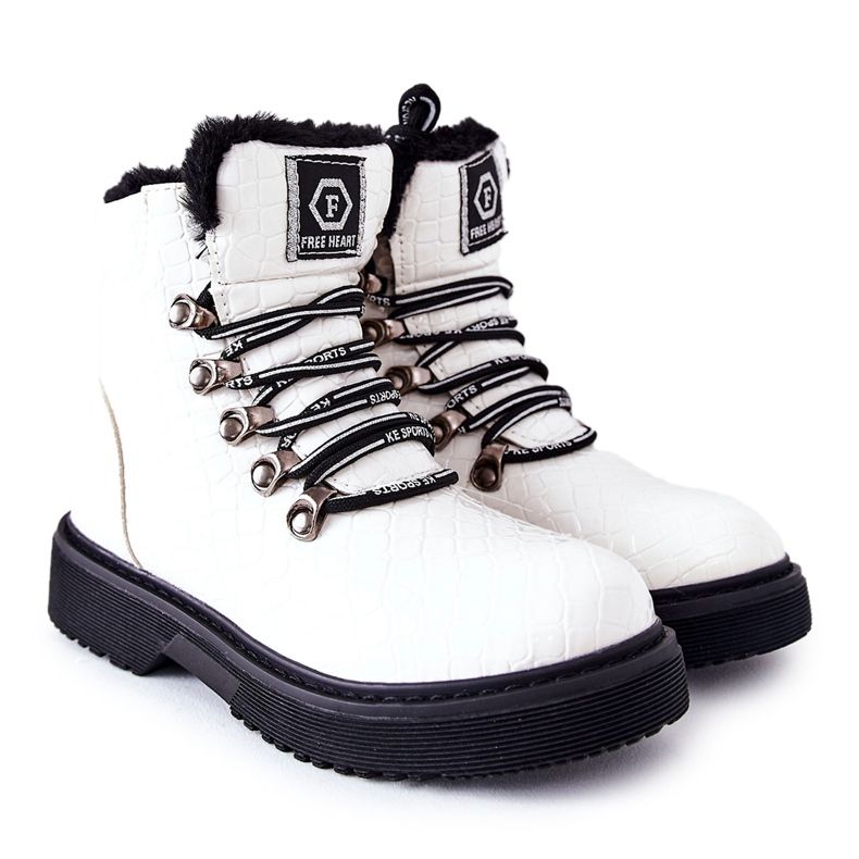 PE1 Bottines Enfant Fourrées Blanches Doreen