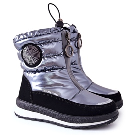 PE1 Bottes de neige chaudes hautes en laine Gris Lucia noir argent