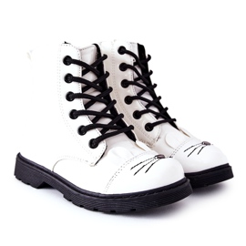 Bottes Chaudes Workers On The Zipper White Mousie blanche