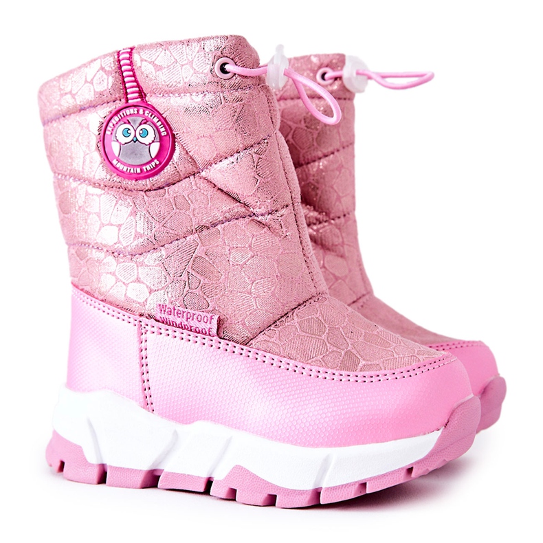 PJ2 Bottes de neige chaudes pour enfants avec fermeture éclair Layoth rose
