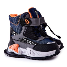 PJ2 Bottes Chaudes À Velcro Bleu Marine-Gris Darel noir orange