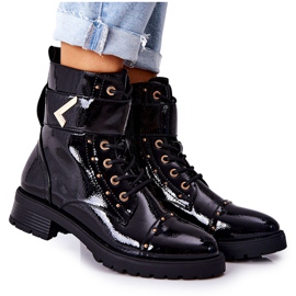 PG1 Bottines Colira chaudes laquées noires