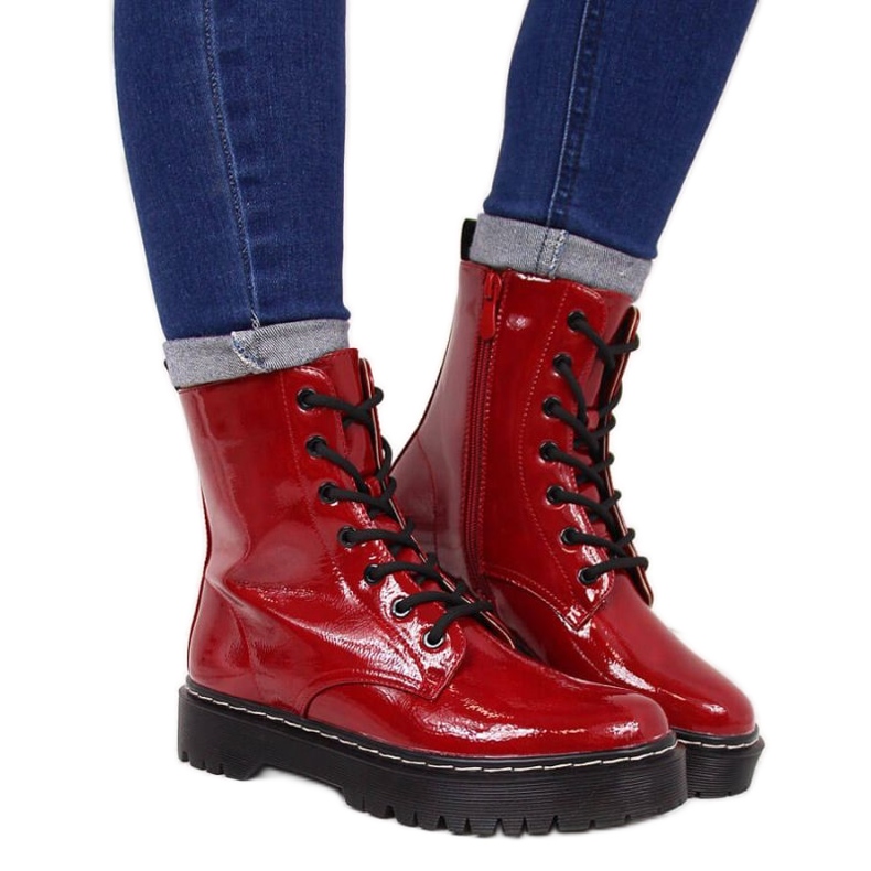 Boots laquées isolées S. Barski W OLI71B Rouge Boots laquées isolées S. Barski W OLI71B Rouge