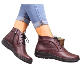 Bottes en cuir isolées cerise Helios W 612-2 rouge