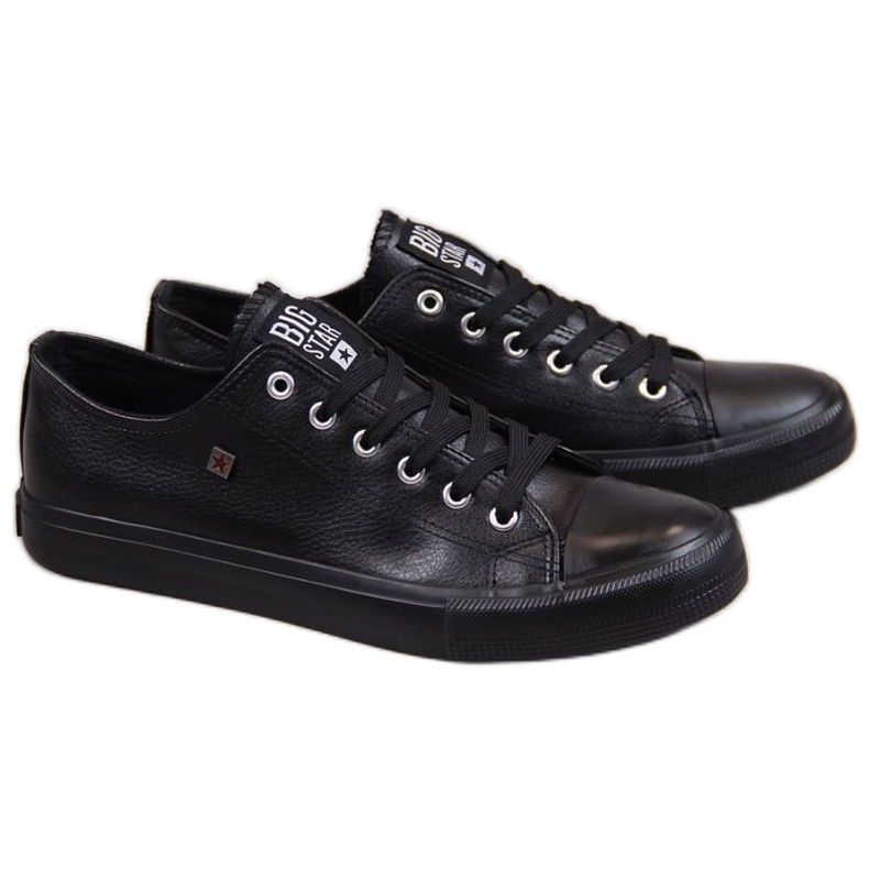 Baskets en cuir écologique Big Star M V174345 noir le noir